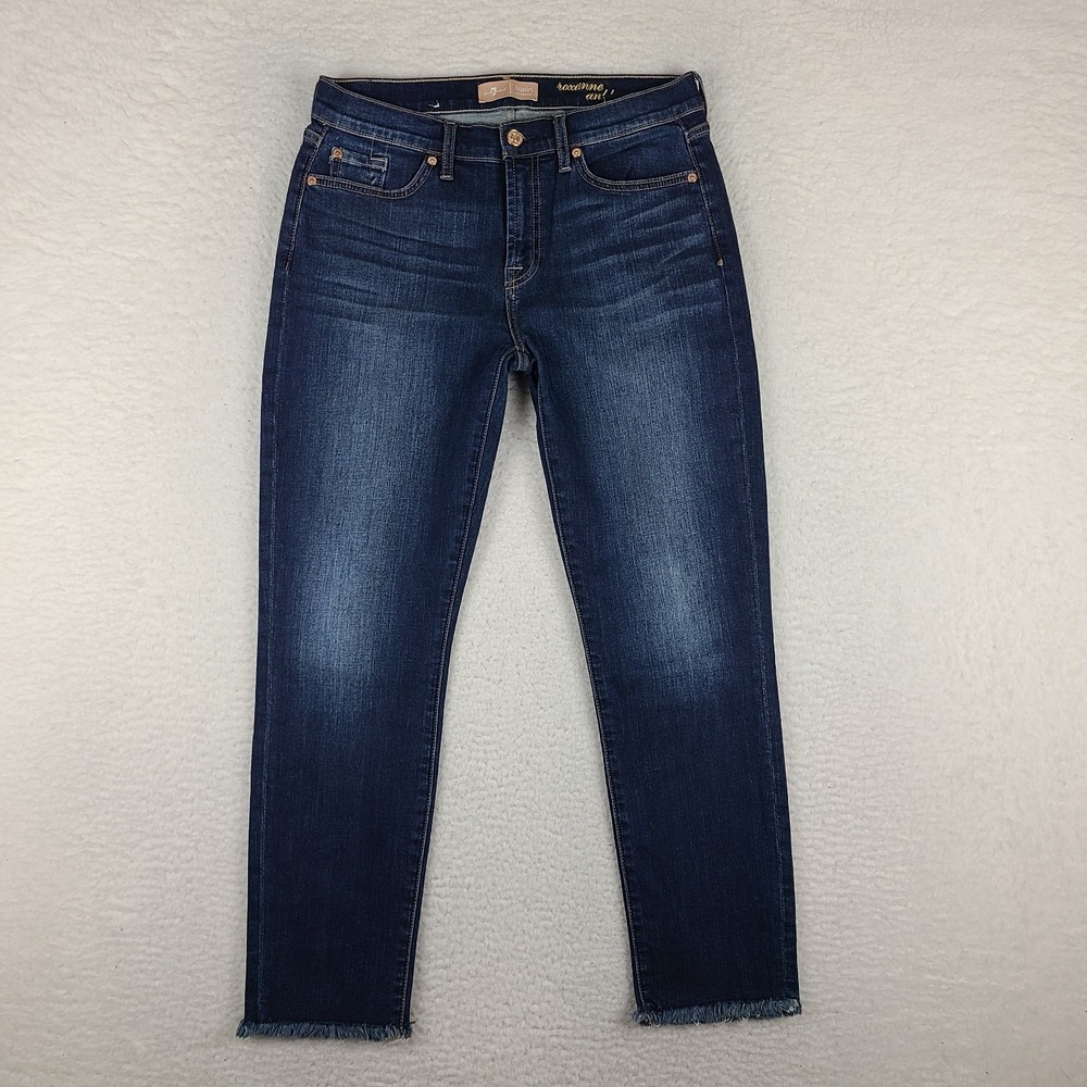 7 For All Mankind Jeans Womens 31x27 Blue Roxanne Ankle‎ B(air) Fray Skinny